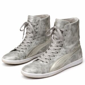 Puma Silver Metallic High Top Sneakers Size 9